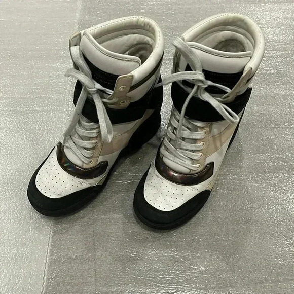 [38/US8]Marc by  Marc Jacobs Tri Color Leather Lace Up Wedge Sneakers - Picture 2 of 12